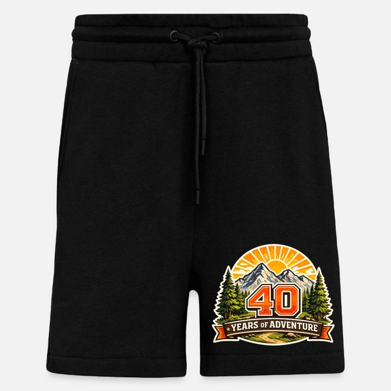40 ans du logo Abenteuer - Short bio décontracté fabriqué en UE - SOLID BLACK