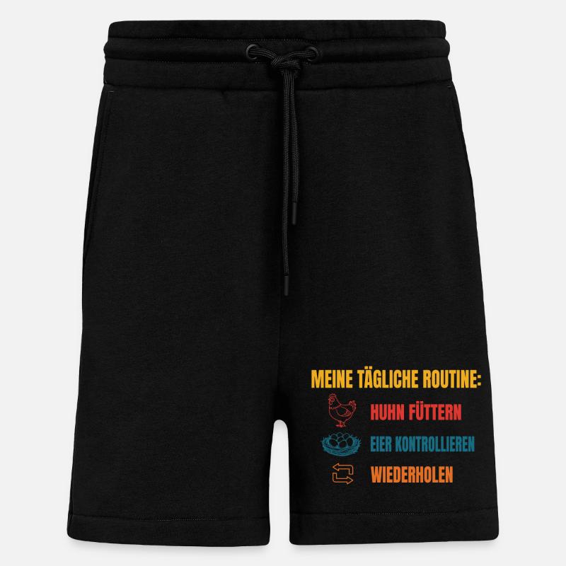 Meine tägliche Huhn-Routine - Shorts - made by SPREAD - SOLID BLACK