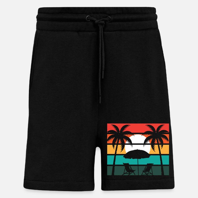 Beach palm and sun - Shorts - made by SPREAD - SOLID BLACK