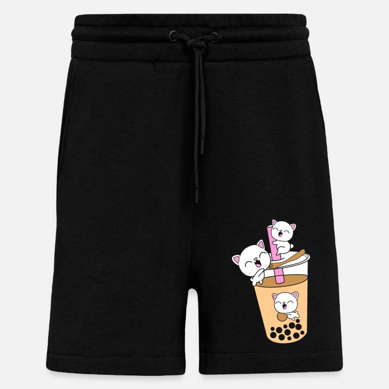 Boba Thé Bubble Chat - Short bio décontracté fabriqué en UE - SOLID BLACK