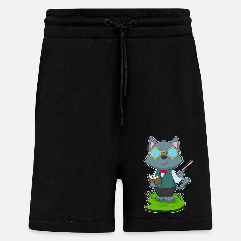 Cat Teacher Pointer - Shorts - made by SPREAD - SOLID BLACK