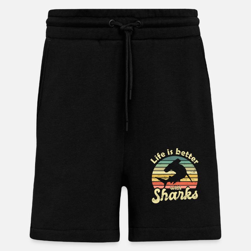 Requin-marteau Requin - Short bio décontracté fabriqué en UE - SOLID BLACK