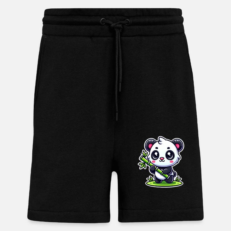 Cute Panda with Bamboo - Shorts - made by SPREAD - SOLID BLACK