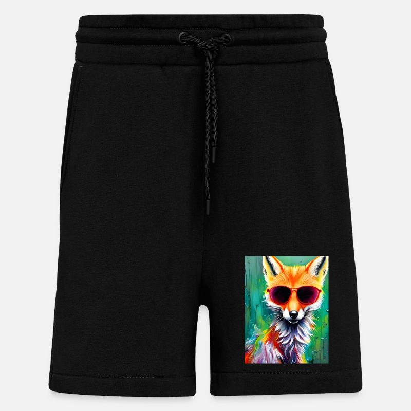 Neonfuchs mit roter Sonnenbrille - Shorts - made by SPREAD - SOLID BLACK
