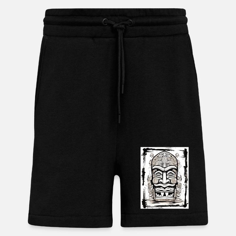Masque Tiki Style Asie - Short bio décontracté fabriqué en UE - SOLID BLACK