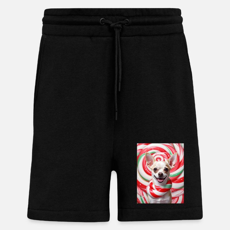 Candy Dog in Peppermix Background - Shorts - made by SPREAD - SOLID BLACK