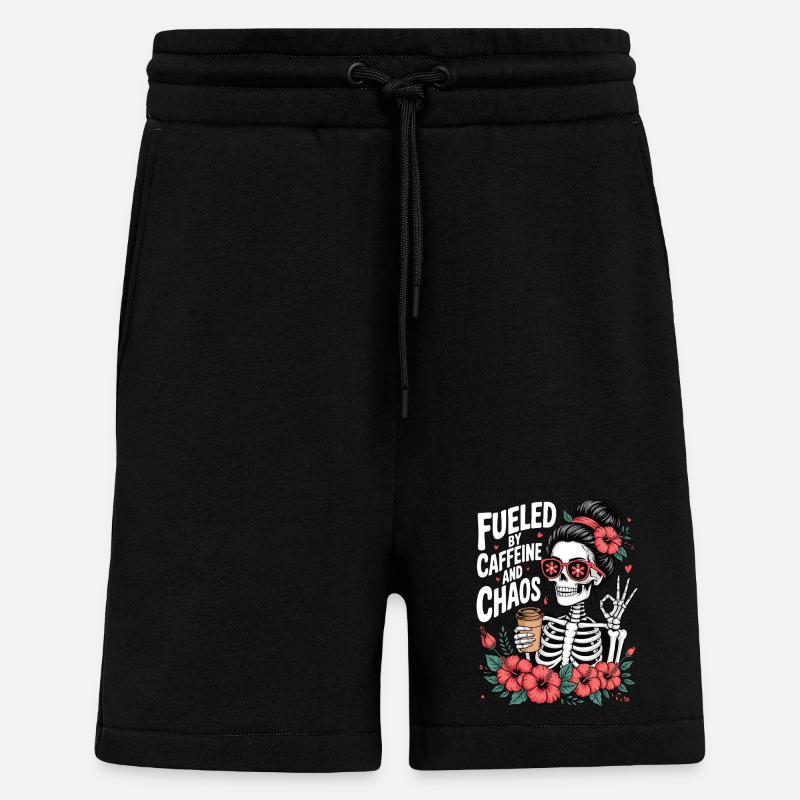Mère Caféine Maman Squelette Café - Short bio décontracté fabriqué en UE - SOLID BLACK