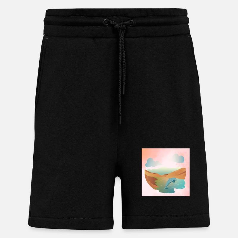 Delfin in Seelandschaft - Shorts - made by SPREAD - SOLID BLACK