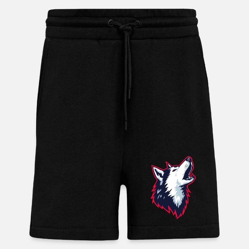 Husky hurlant dans un style logo - Short bio décontracté fabriqué en UE - SOLID BLACK