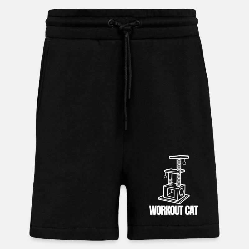 Workout-Katzenemblem - Shorts - made by SPREAD - SOLID BLACK