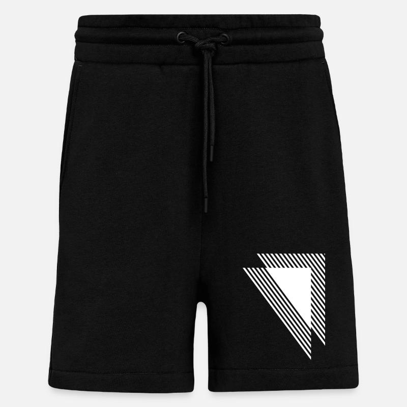 Triangles géométriques Grille monochrome diagonale - Short bio décontracté fabriqué en UE - SOLID BLACK