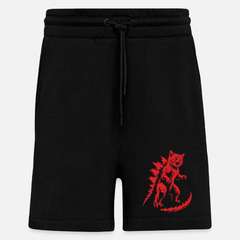 Kitten Kaiju Roar, Catzilla - Shorts - made by SPREAD - SOLID BLACK