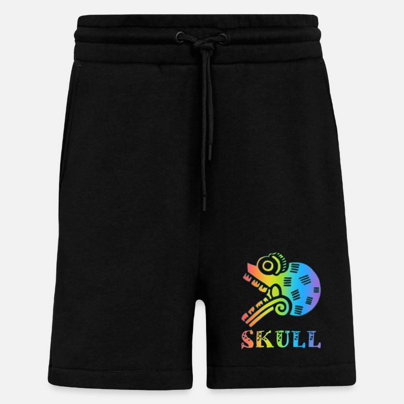 Mehrfarbiger Stammesschädel - Shorts - made by SPREAD - SOLID BLACK
