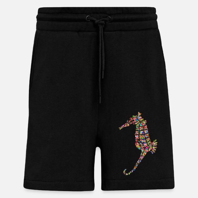 Regenbogenfarbenes Seepferd - Shorts - made by SPREAD - SOLID BLACK