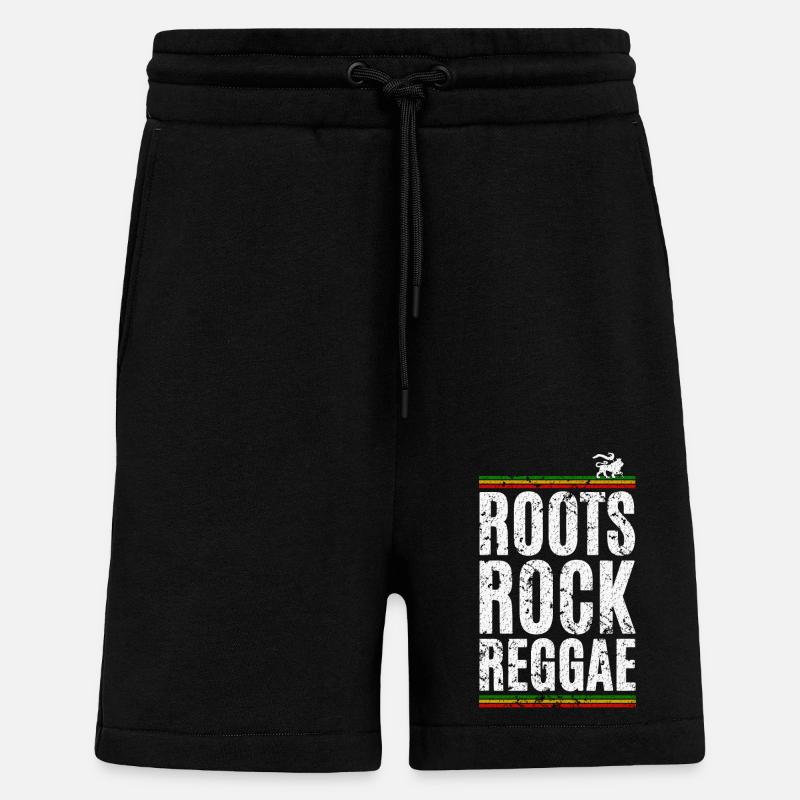 Roots Rock Reggae - Short bio décontracté fabriqué en UE - SOLID BLACK