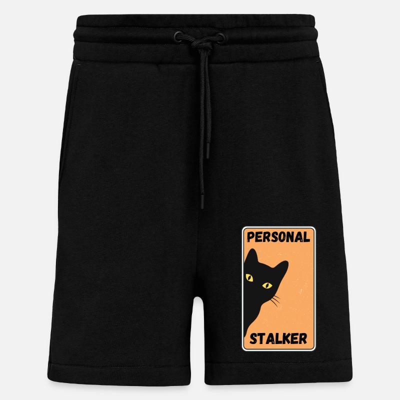 Chat noir – Chasse personnelle - Short bio décontracté fabriqué en UE - SOLID BLACK