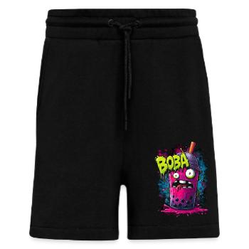 Boba Tea Monster im bunten Graffiti Street Style - Shorts - made by SPREAD - SOLID BLACK - Vorne