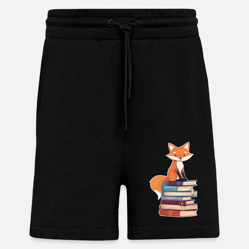 Fuchs auf Bücherstapel - Shorts - made by SPREAD - SOLID BLACK