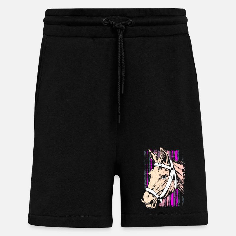 Reiten - Reiter - Reitschule - Pferdekopf Pink - Shorts - made by SPREAD - SOLID BLACK