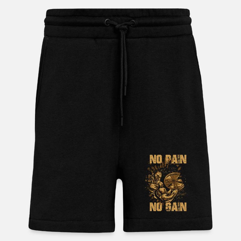 No Pain No Gain - Short bio décontracté fabriqué en UE - SOLID BLACK