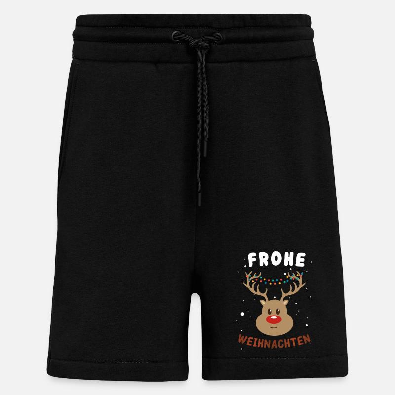 Festlicher Rudolf Rentier Weihnachtspullover - Shorts - made by SPREAD - SOLID BLACK