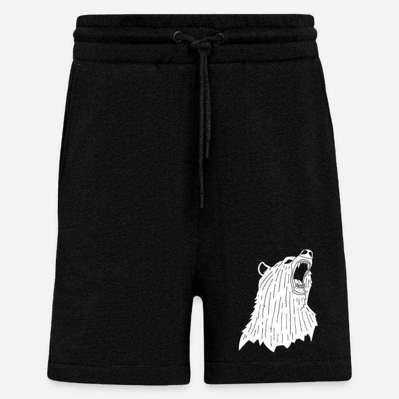 Ours blanc en colère - Short bio décontracté fabriqué en UE - SOLID BLACK