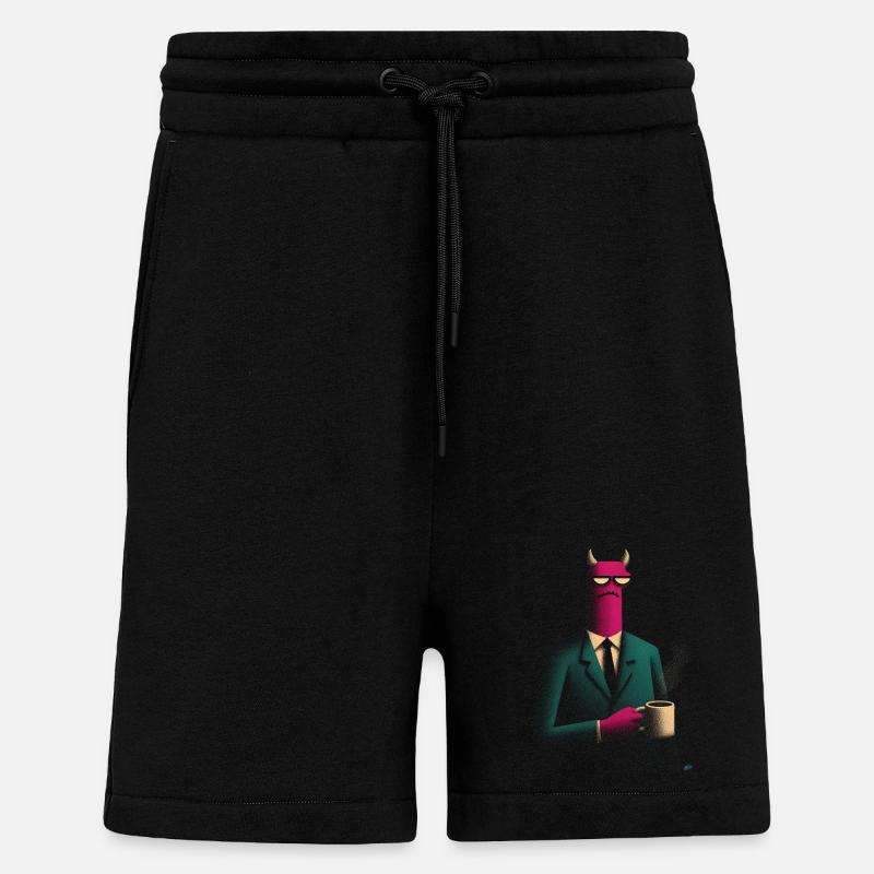 Dämon im Anzug mit Kaffee - Shorts - made by SPREAD - SOLID BLACK