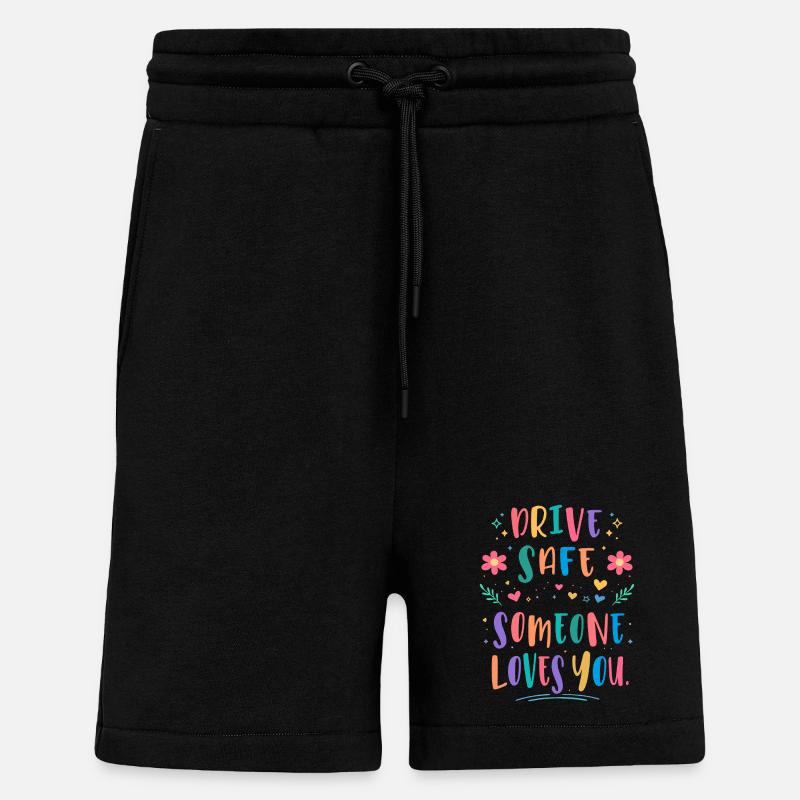 Conduis prudemment, quelqu’un t’aime - Short bio décontracté fabriqué en UE - SOLID BLACK