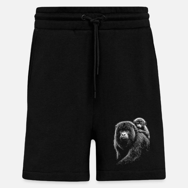 Howler monkey - Shorts - made by SPREAD - SOLID BLACK