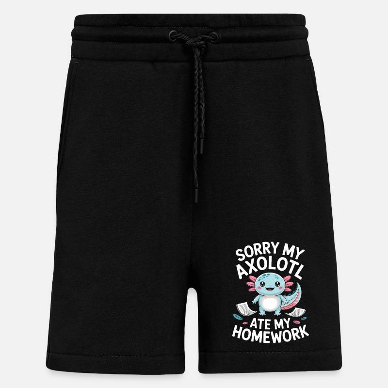 Excuse des devoirs d’Axolotl - Short bio décontracté fabriqué en UE - SOLID BLACK