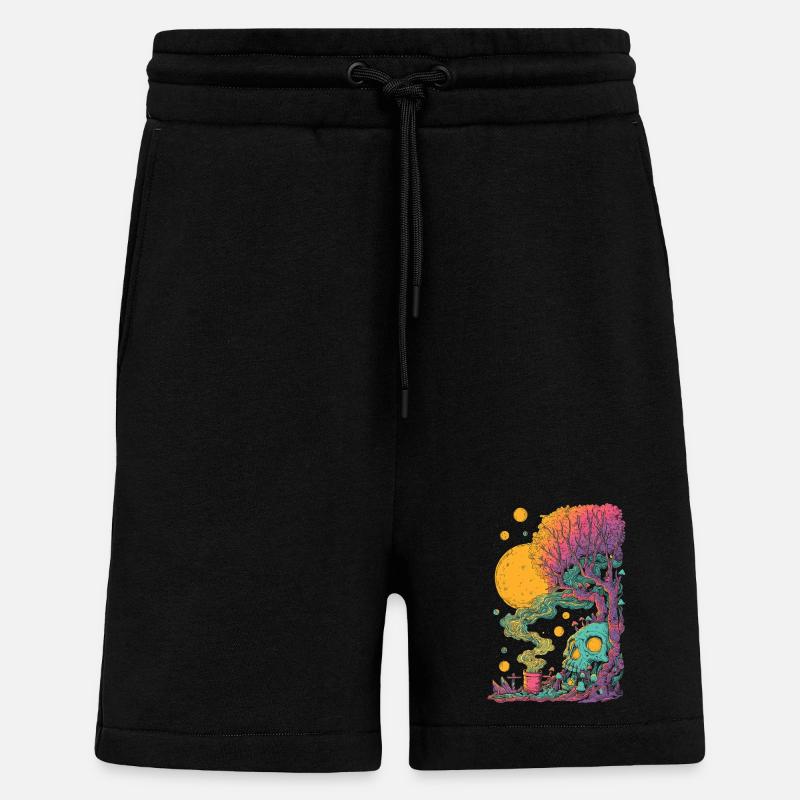 Psychedelic tree skull in the cosmos - Shorts - made by SPREAD - SOLID BLACK