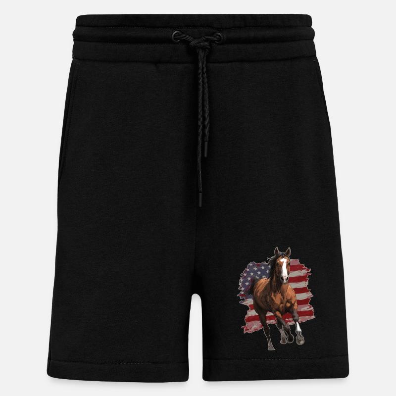 Pferd USA Flagge - Shorts - made by SPREAD - SOLID BLACK