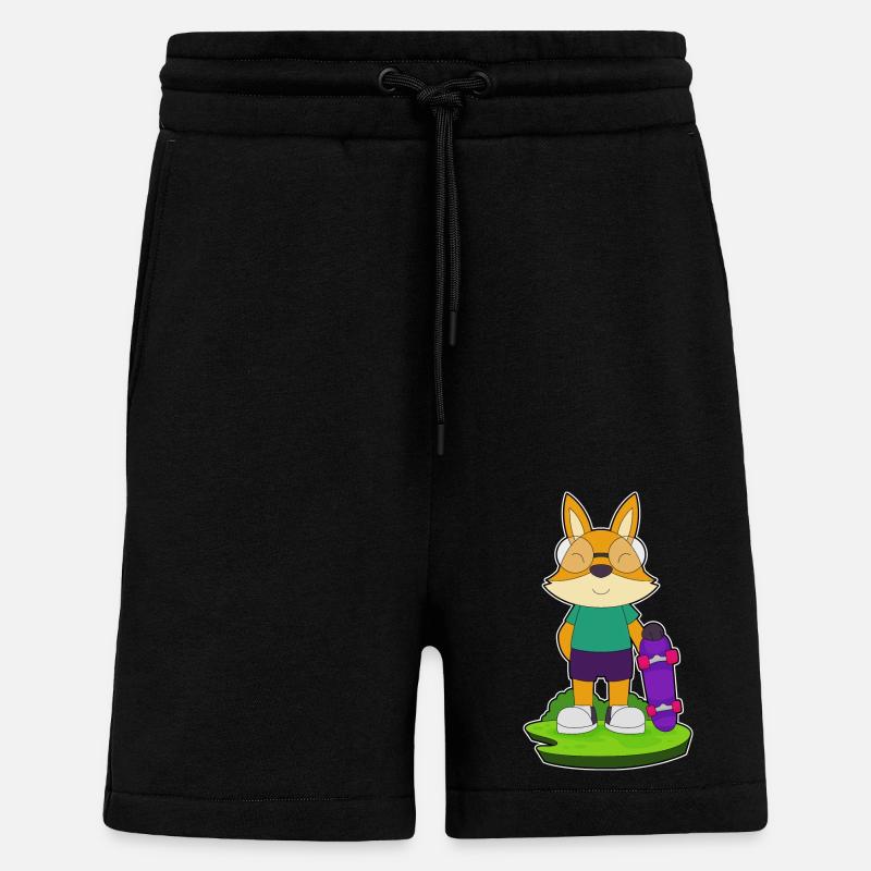 Fox Skater Skateboard - Short bio décontracté fabriqué en UE - SOLID BLACK