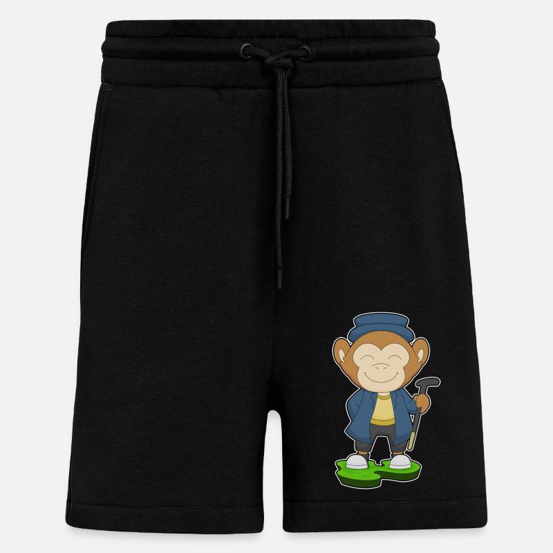 Monkey Pensioner Walking Stick - Shorts - made by SPREAD - SOLID BLACK