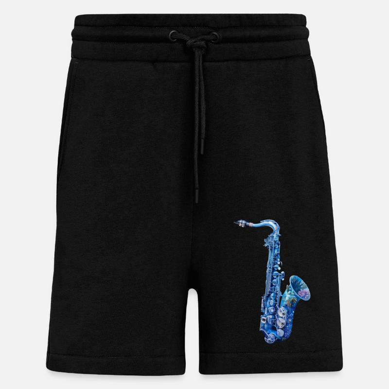 Fish Saxophone - Shorts - made by SPREAD - SOLID BLACK