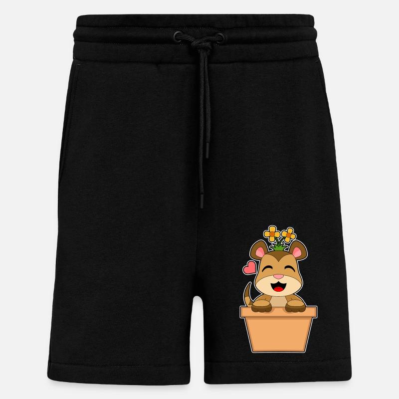 Fleur de suricate - Short bio décontracté fabriqué en UE - SOLID BLACK