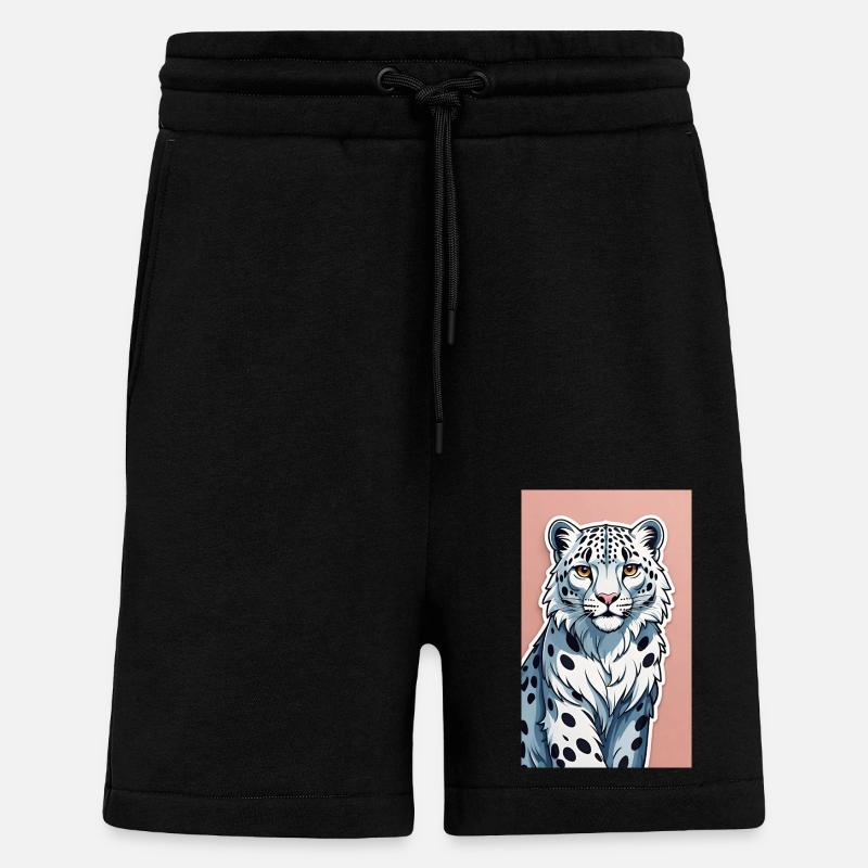 Snow Leopard | Leopard | Predator - Shorts - made by SPREAD - SOLID BLACK