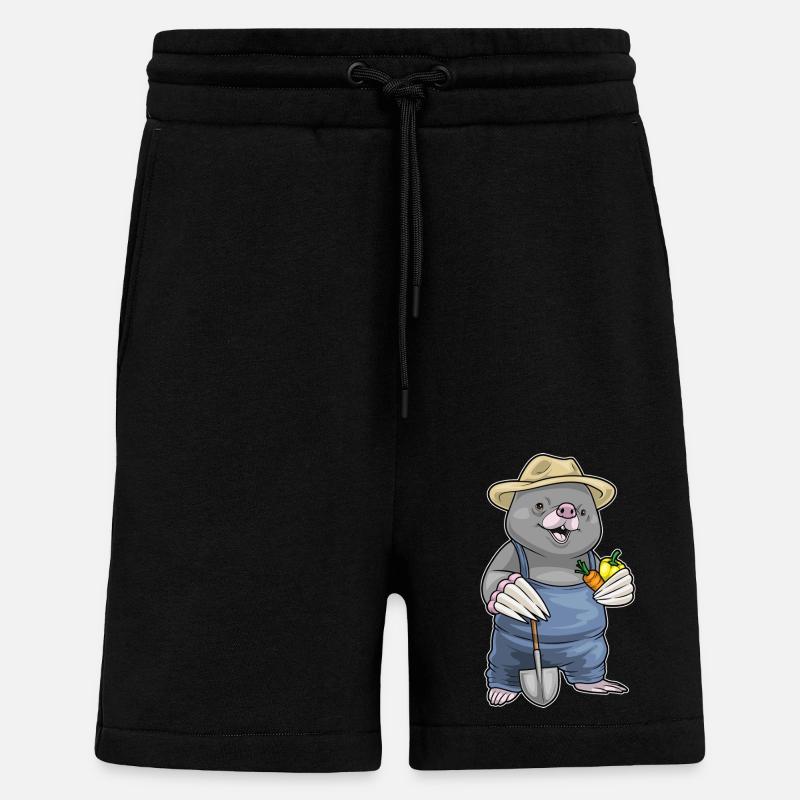 Mole Farmer Vegetables - Shorts - made by SPREAD - SOLID BLACK
