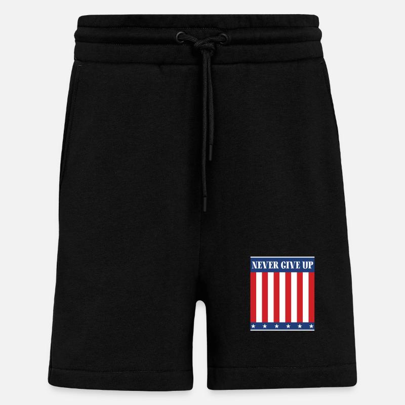 Never give up - Shorts - made by SPREAD - SOLID BLACK