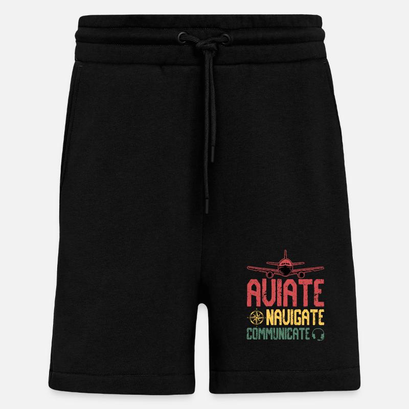 Aviate Navigate Communicate - Shorts - made by SPREAD - SOLID BLACK