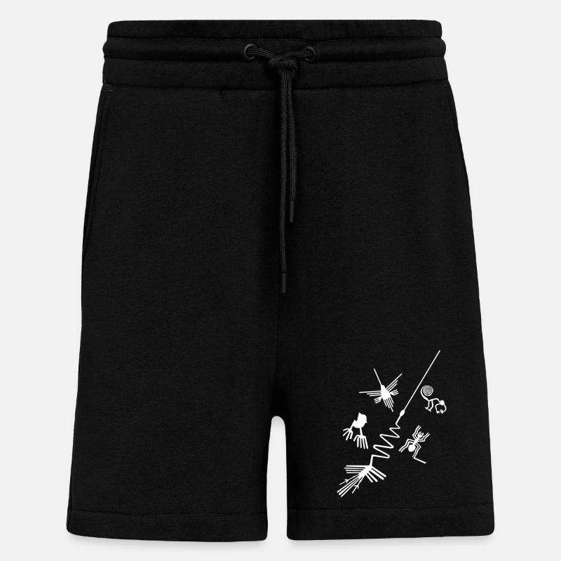 Lignes de Nazca - Pérou - Short bio décontracté fabriqué en UE - SOLID BLACK