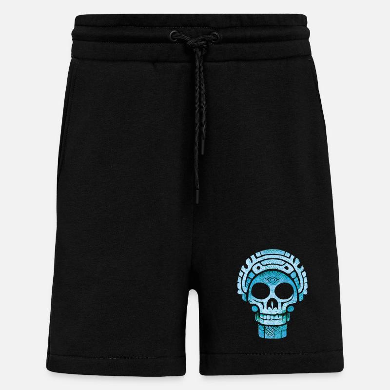 Blauer Maya-Schädel - Shorts - made by SPREAD - SOLID BLACK
