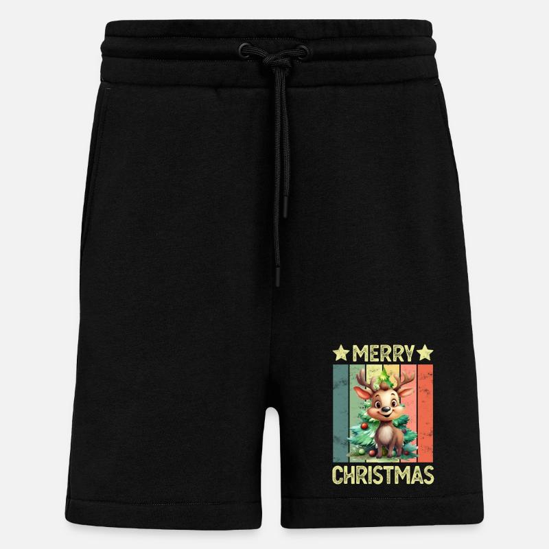 Joyeux renne de Noël - Short bio décontracté fabriqué en UE - SOLID BLACK