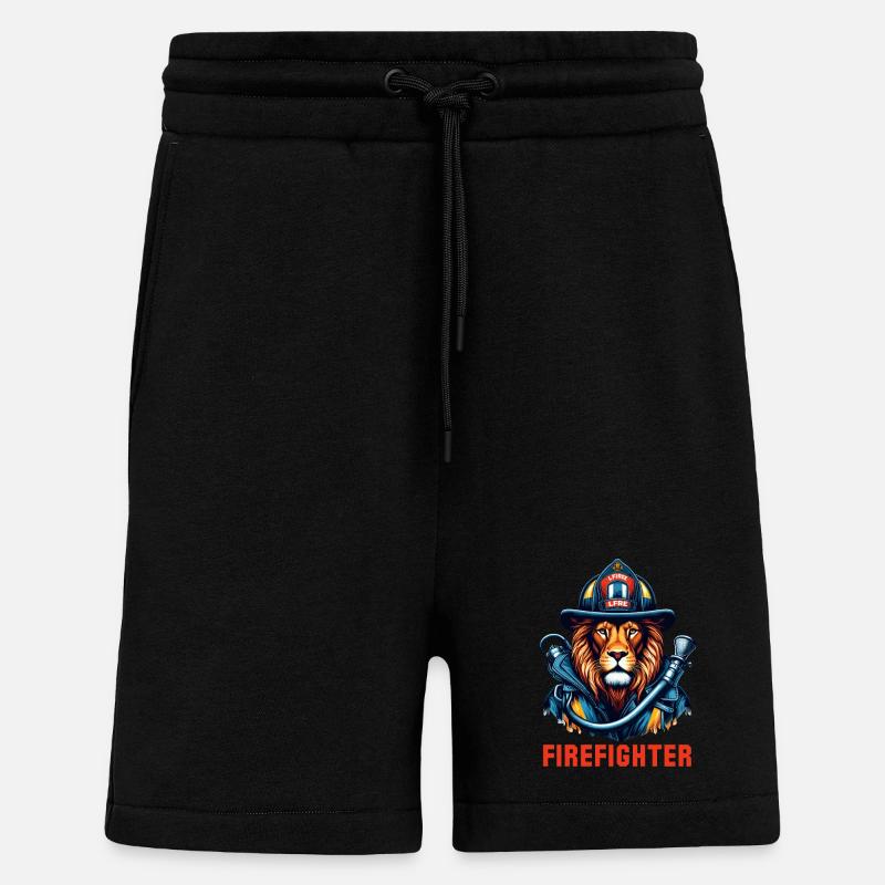 Cadeau Lion pompier - Short bio décontracté fabriqué en UE - SOLID BLACK