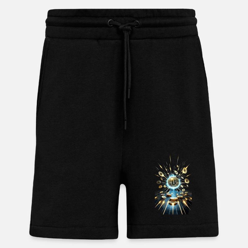 Bitcoin Explosion Digital Art Design - Shorts - made by SPREAD - SOLID BLACK
