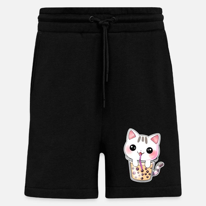 Kawaii Bubble Tea Chat - Short bio décontracté fabriqué en UE - SOLID BLACK