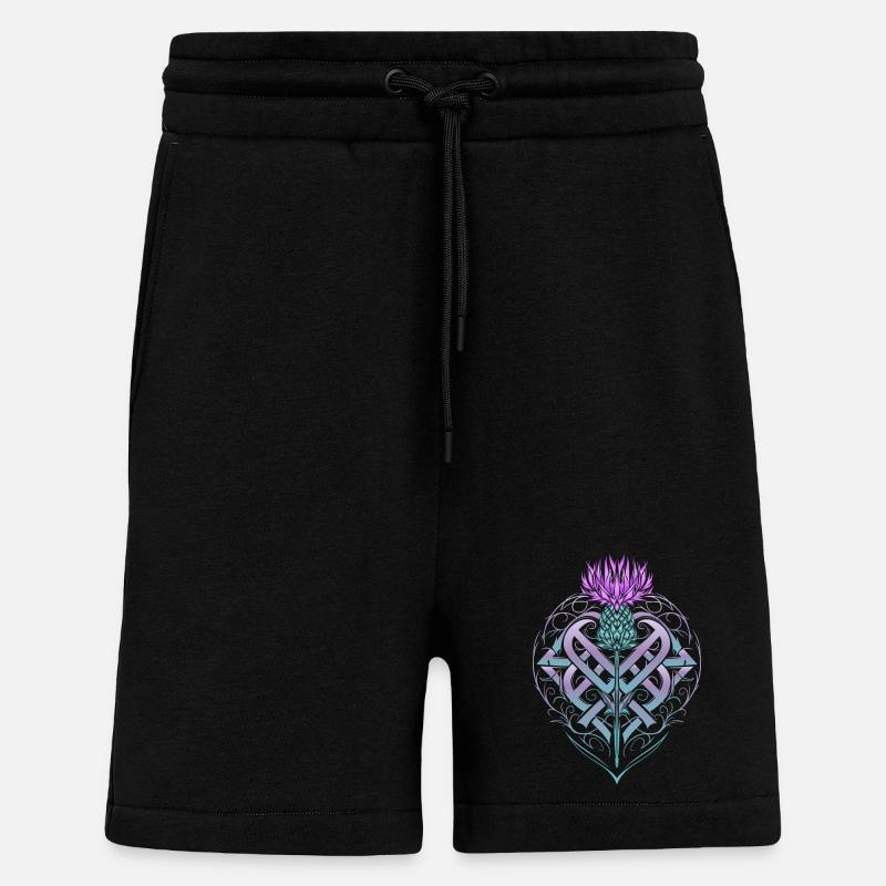 Thistle Shield Celtic Knots Thistle Lover - Shorts - made by SPREAD - SOLID BLACK