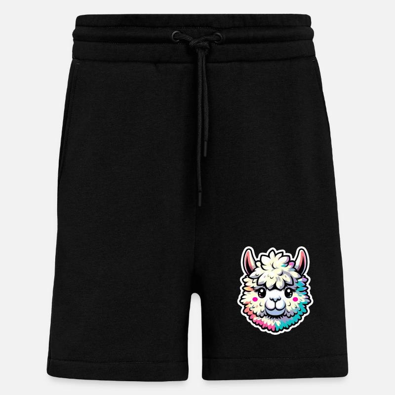 Alpaka Kopf bunt - Shorts - made by SPREAD - SOLID BLACK