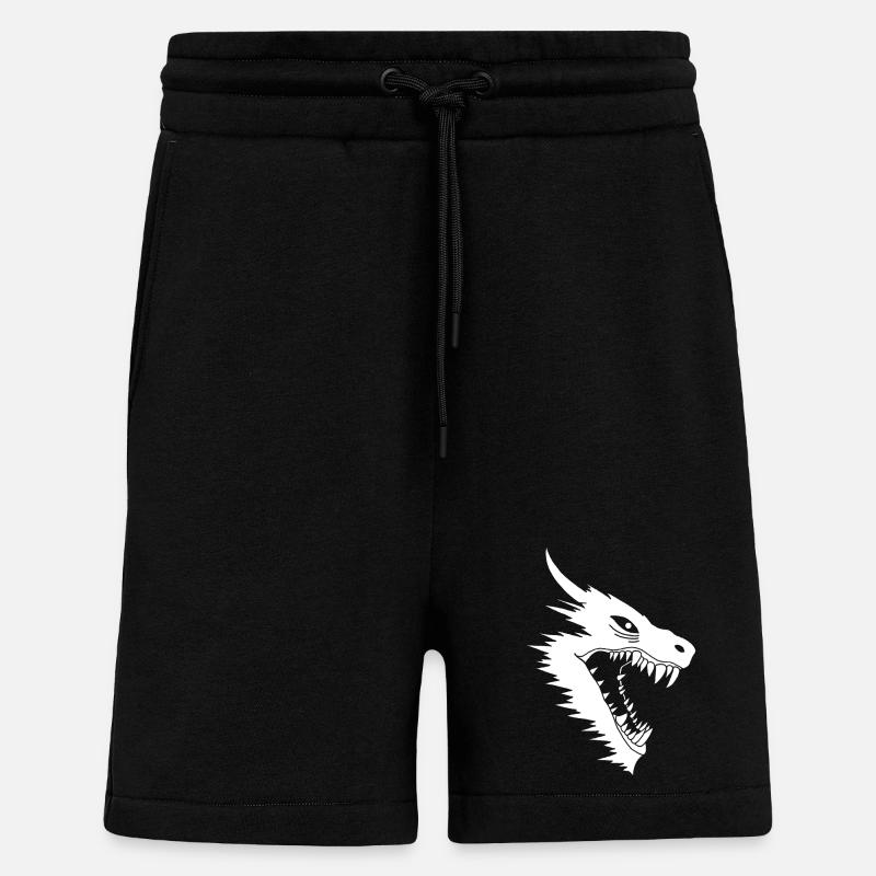 White Dragon's Attack - Shorts - made by SPREAD - SOLID BLACK
