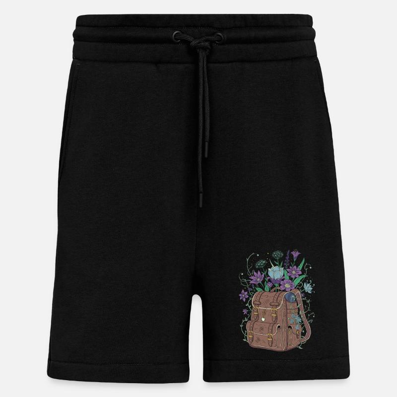 Sac à dos avec des fleurs - Short bio décontracté fabriqué en UE - SOLID BLACK